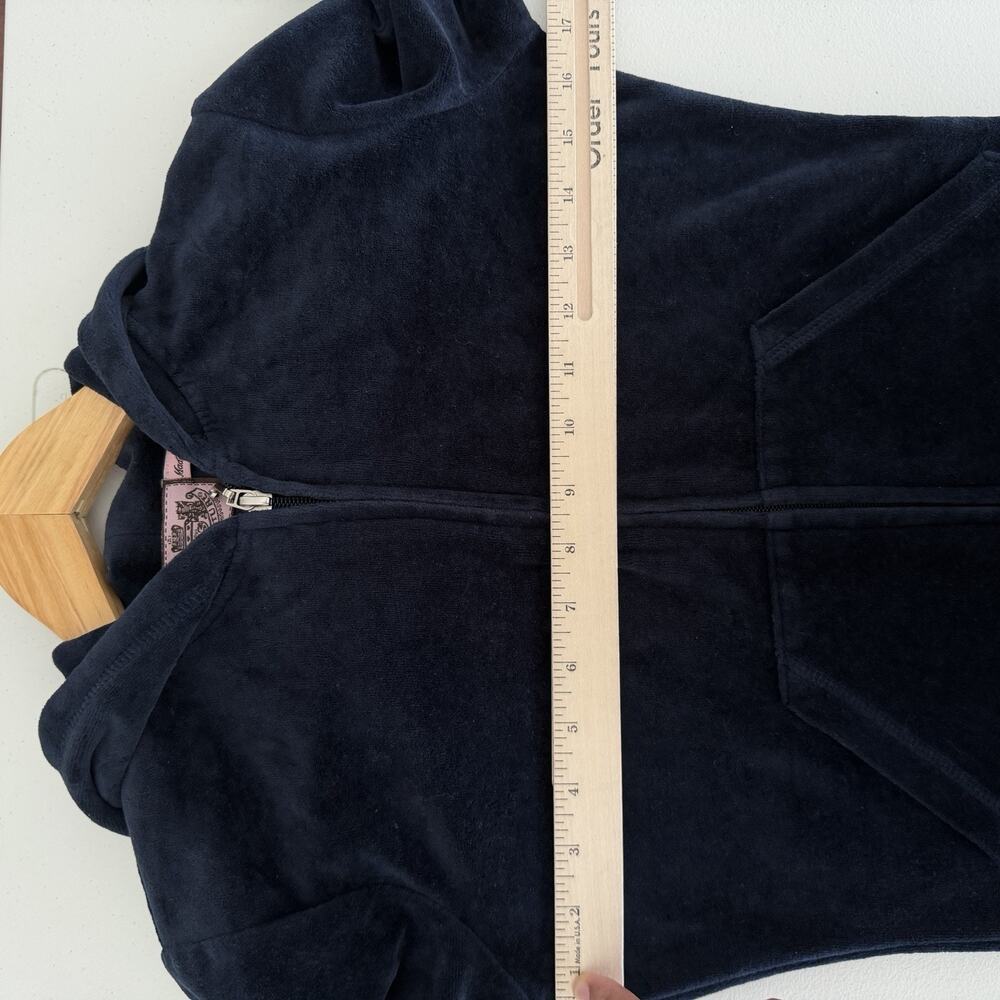 Juicy Couture Y2K Velour Track Jacket Medium Black Zip Up Hoodie USA Sweater - Picture 9 of 10